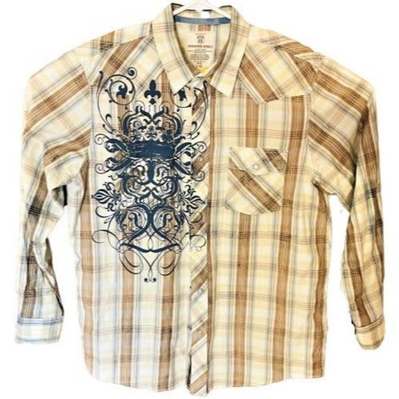 (3) Original Route 66 Men's Pearl Snap Down Casual Dress Plaid Shirts-Size Large - Picture 9 of 12